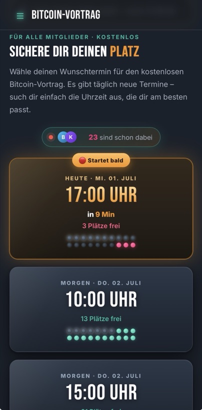 Bitcoin-Vortrag Termin